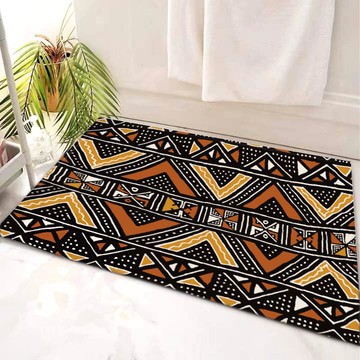 Unique Bathroom Rug African Mudcloth Orange Bath Mat (LARGER SIZES AVAILABLE)