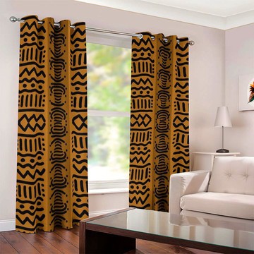 Kuba Print African Curtain Blackout Grommet Design (Two-Piece) (LARGER SIZES AVAILABLE)