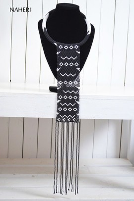 African beaded zulu necklace long pendant