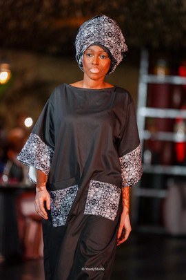 Bubu noir tissu africain ethnique