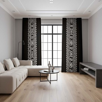 Afro Black and White Striped Blackout Curtains (Two-Piece) LARGER SIZES AVAILABLE