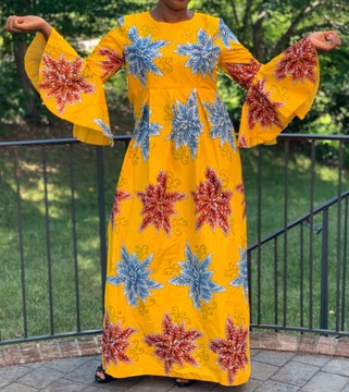 Yellow Multicolor African Print Ankara Cotton Maxi Dress