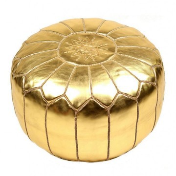 Pouf en cuir véritable gold pour salon