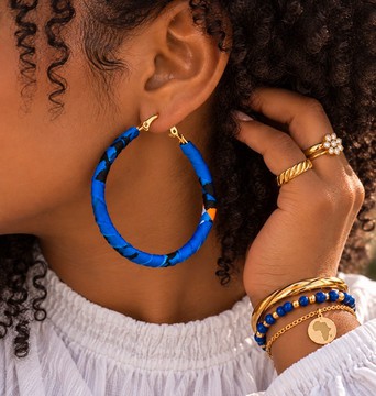 Boucles d’oreilles créoles en tissu