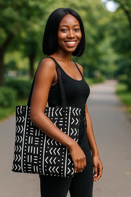 Mudcloth African Tote Bag | Tribal Accessory | Large Capacity