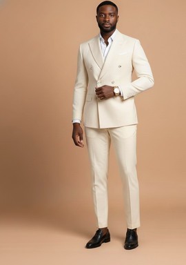 Blazer beige croisé à double boutonnage