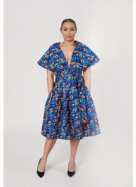 African Print Ankara Multicolor Cotton Infinity Midi Dress