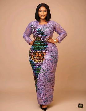 Lavender Lace Fusion Maxi Gown