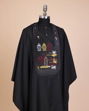 A Noir anthracite, palmier d'été, broderie d'éclaboussures de peinture pastel Agbada