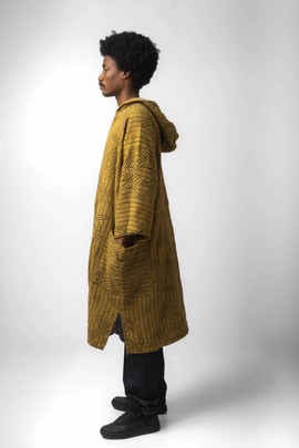 Yellow Dreamweaver hooded bogolan cloak (Pre-Order)