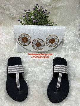 KENYAN BEADED CLUTCH BAG AND SANDALS SET