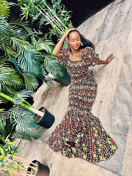 Robe de soirée africaine - coupe sirène - extensible - Wax tendance