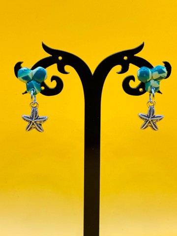 PRIMAL24-03 : Boucles d'oreilles verte étoile de mer