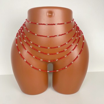 Bayas rouge blanc , bine bine , perle de taille , collier de ventre