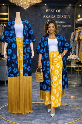Ensemble kimono et pantalon Ankara deux pièces