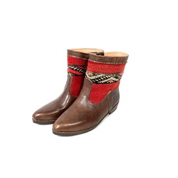High-end handmade genuine leather and kilim boot.