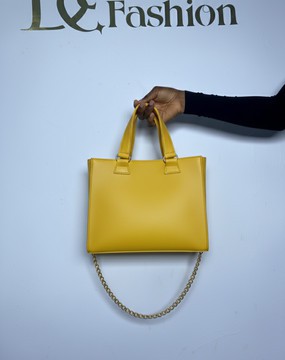 Elegant Yellow Color Tote Bag with Chain Strap