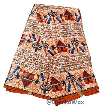 Tissu pagne Ndop Cameroun en coton léger 2 yards