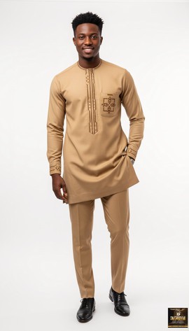 Khaki senator kaftan two pieces