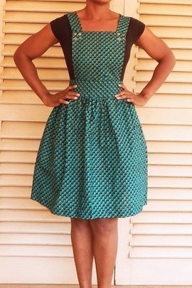 Short waist dress in wax print wax