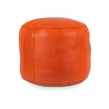 Large brown genuine leather pouffe