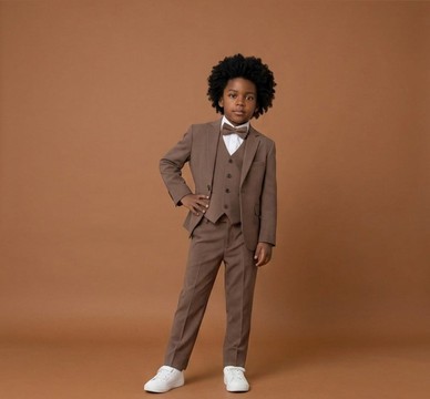 Kids' 3-Piece Brown Suit Set