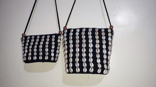 African cross body cowrie shells beaded bag