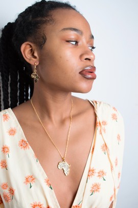 Diamond mini african map necklace