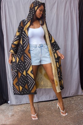 Passionfruit Hooded Bogolan Cloak (Pre-Order)