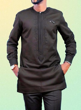 Black Men african suit kaftan African outfit, two piece men's suit jacket