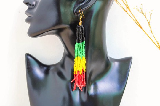 African Beaded earrings, Beaded Fringe earrings, Elegant earrings, Tribal earrings, Boho earrings