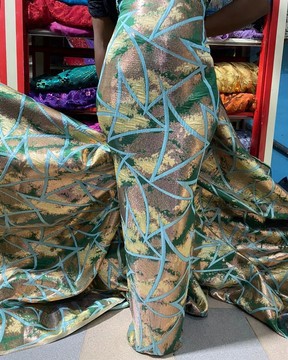 Damask , brocade , fabric for suit (5 yards )