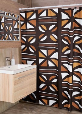 African Artistic Shower Curtains Bogolan Bathroom Theme (MORE SIZES AVAILABLE)