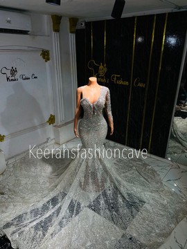 Sliver embellished rhinestones dress , prom gowns, engagement dress