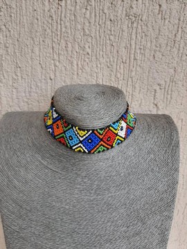 African beaded Choker necklace, African beaded choker, Beaded choker necklace