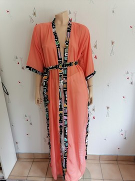 Kimono mousseline au wax