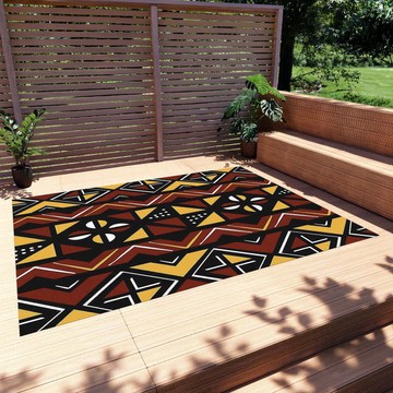 Afrocentric Habitat Outdoor Rug Mudcloth Outside Carpets (LARGER SIZES AVAILABLE)
