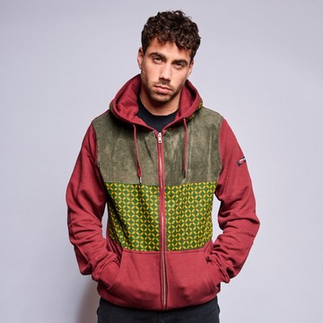 Hoodie with Corduroy and Shwe Shwe fabrics