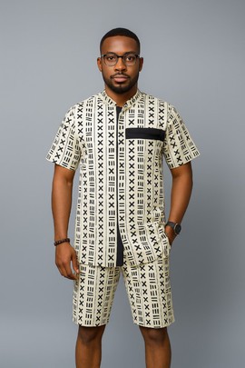 Olawale 2-piece set ( White / Black ) | Ankara Style Dress| African Print Dress| Ankara Fabric