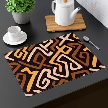 (TWO PIECES) Tabletop Placemat African Tribal Kuba Print (MORE SIZES AVAILABLE)
