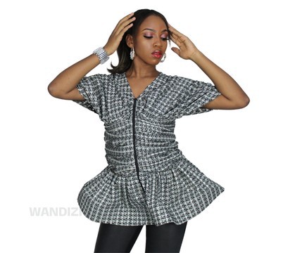 African Print Crop Top, Ankara Short Sleeves Top, African Print Wrap Top,