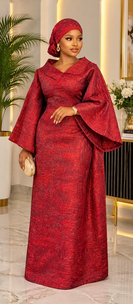 Crimson Royale/ Robe boubou rouge africaine remarquable