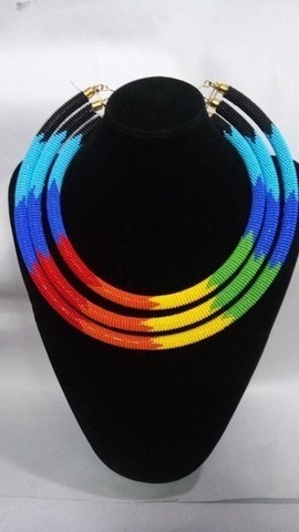 African beaded necklace, Beaded jewelry for women, Christmas gift for mom, Zulu beaded necklace
