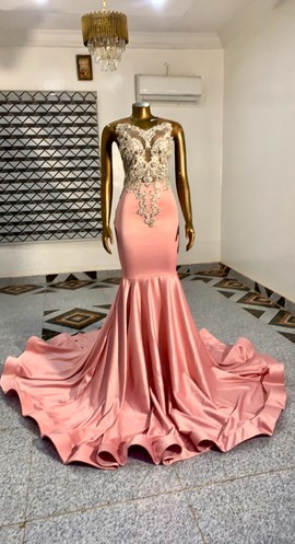 Floor length yellow prom dress