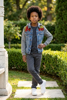 Denim jacket with hood