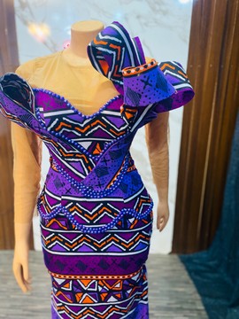 Robe sirène Kente, robe Kente perlée, robe Kente de luxe