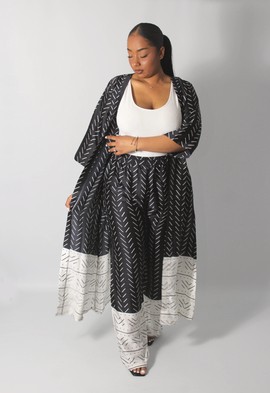 Black &amp; white Naissa long kimono set