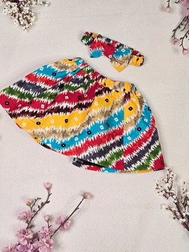 Jupe Nzaya en tissu wax + Noeud pour Cheveux, Mode enfant en wax