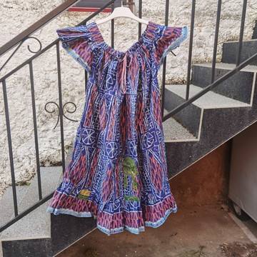 Robe africaine femme, kaba, boubou en tissu pagne Ndop Cameroun