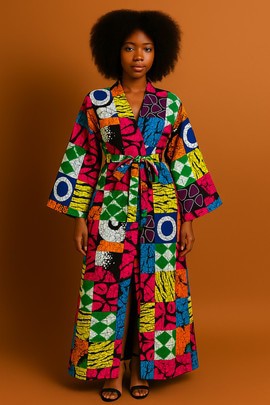 Kimono longue ankara patchwork